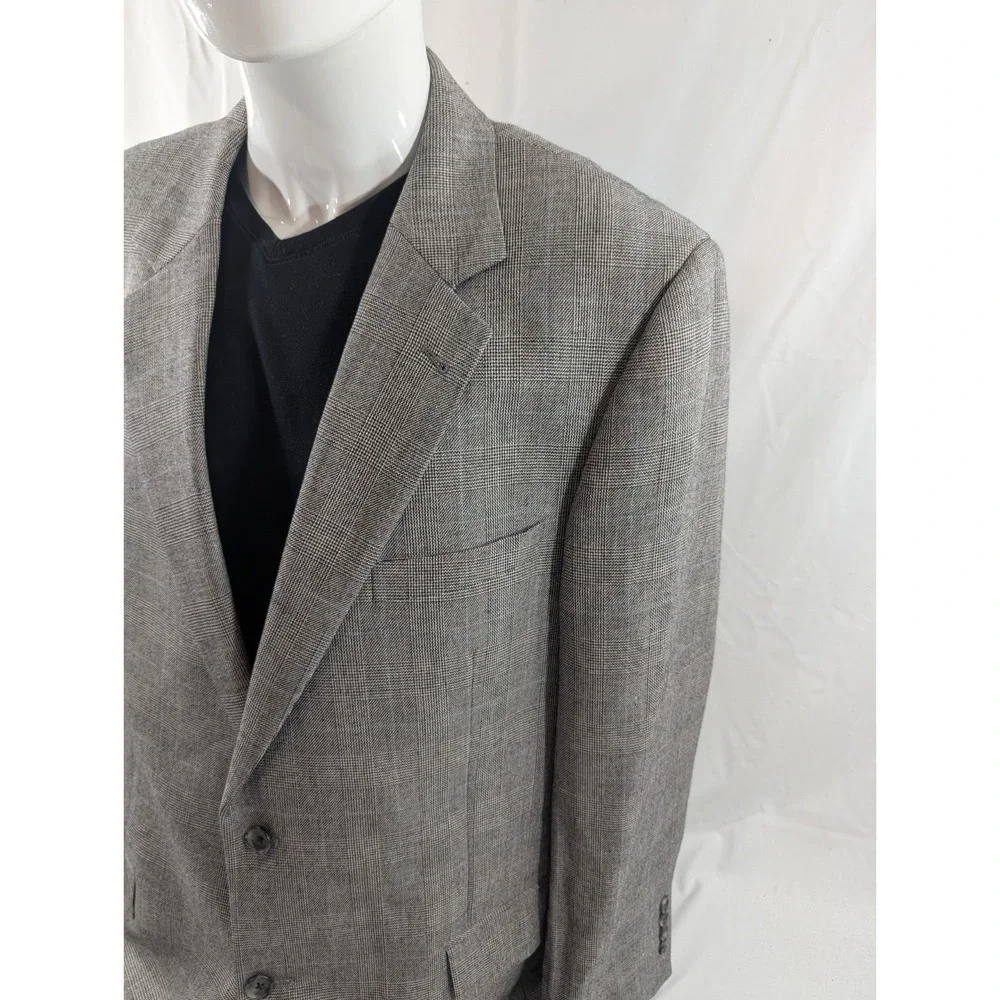 Jos. A. Bank Blazer Coat‎ Suit Jacket Silk Camelhair Glenn Check Plaid 46L 50